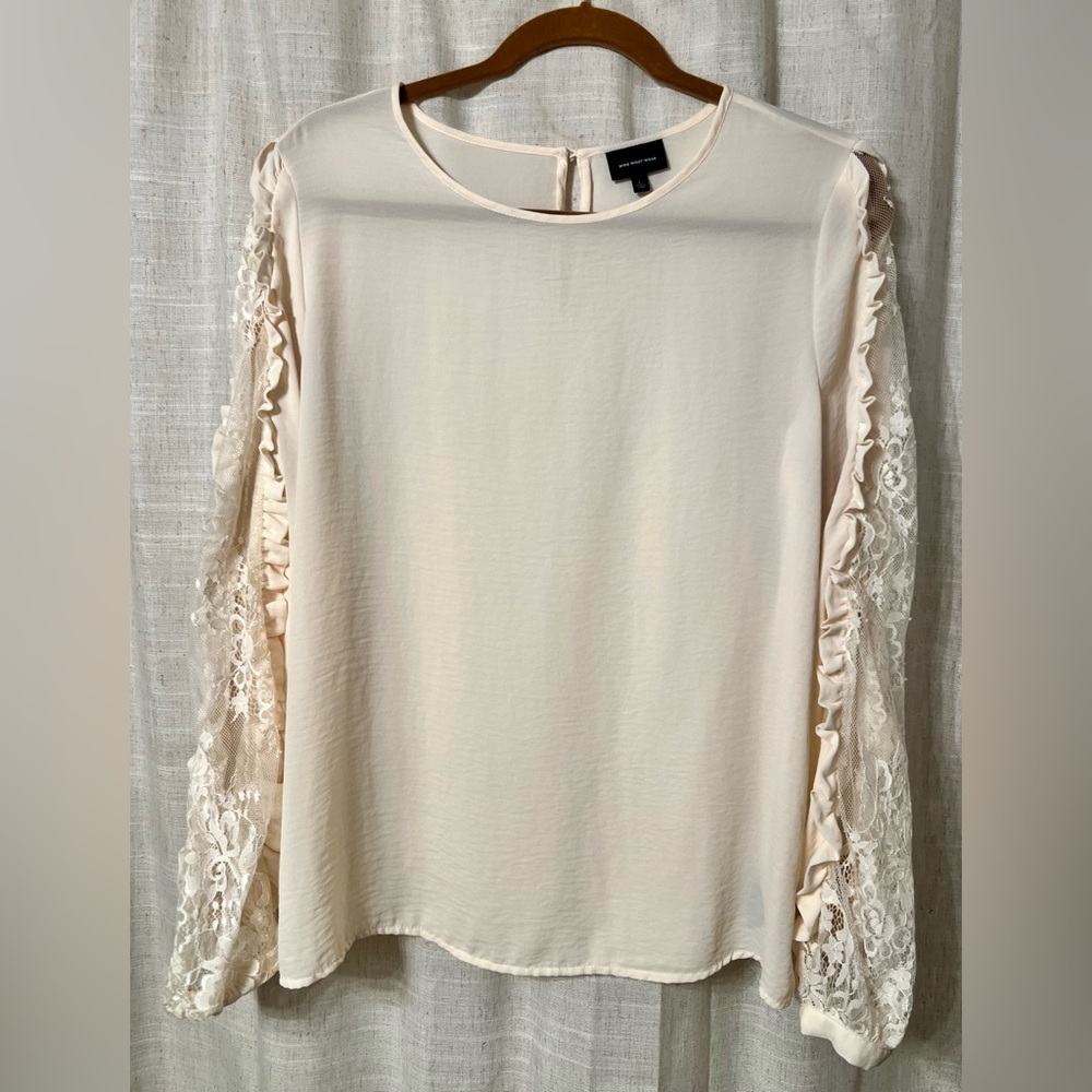 Who What Wear Lace Detailed Long Sleeve Blouse